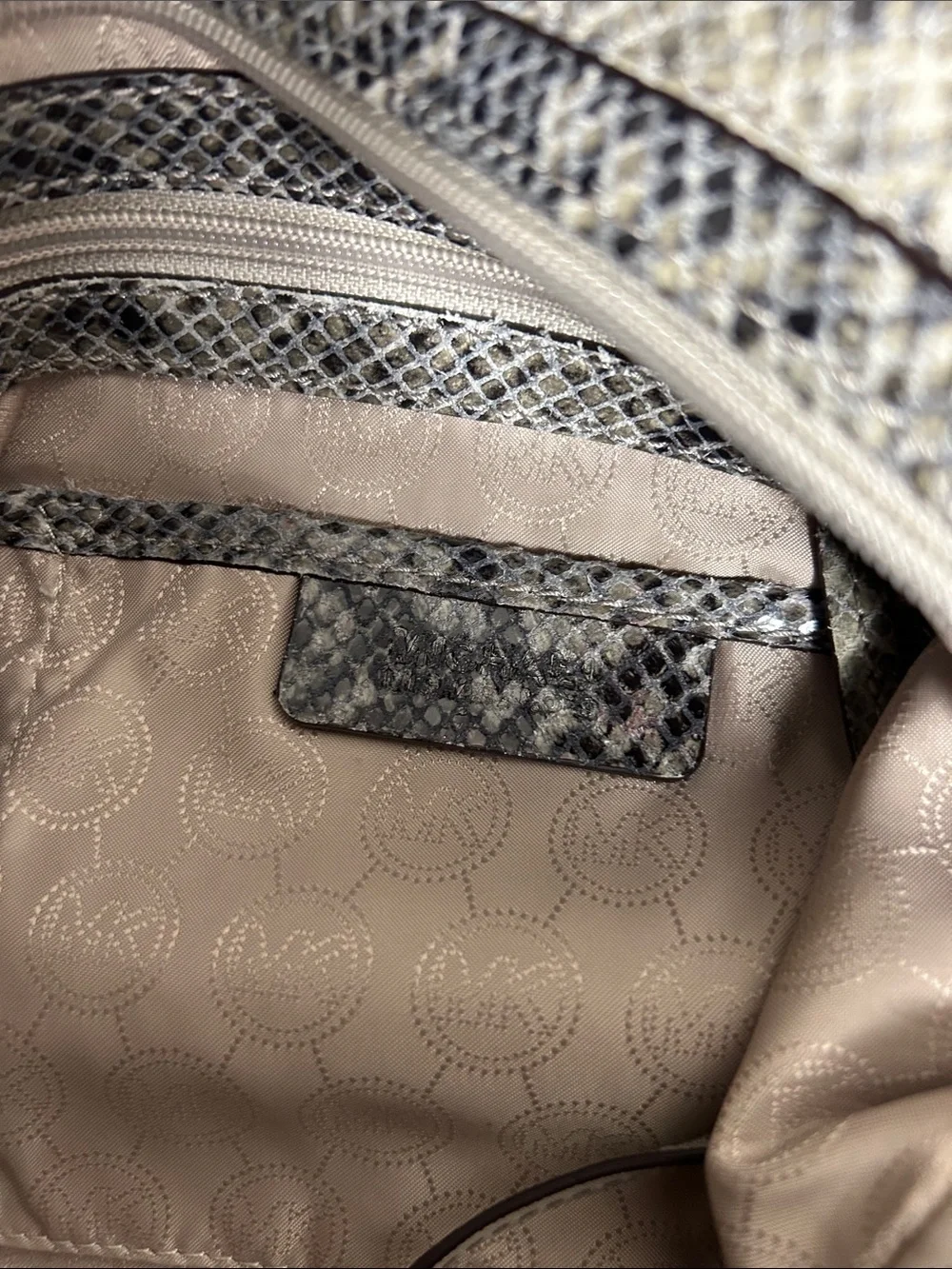MICHAEL Michael Kors Taupe Snake-Print Leather Tote